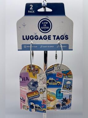 Life Is Good Multi-Color Sticker Patch Luggage Tags - 2 Pack